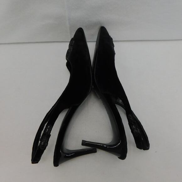 Tory Burch Women's Black Eleanor Velvet Slingback Pumps - Size 7.5 Shoes - Picture 11 of 14